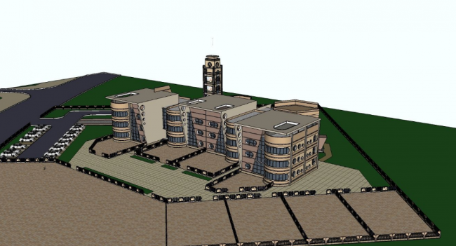 Sketchup学校模型|多层幼儿园学校，教育建筑，现代风格