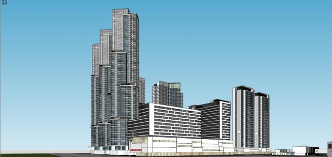 Sketchup住宅模型|超高层住宅小区，现代风格，居住建筑
