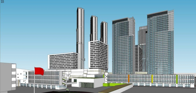 Sketchup住宅模型|超高层住宅小区，现代风格，居住建筑