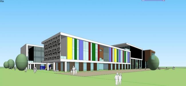 Sketchup学校模型|多层幼儿园学校，教育建筑，现代风格