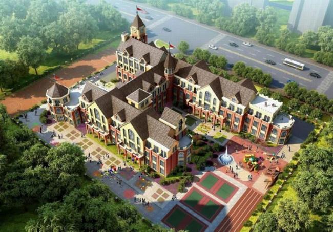 Sketchup学校模型|多层幼儿园学校，教育建筑，英式古典风格