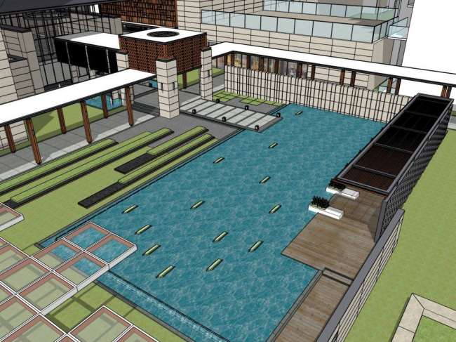 Sketchup商业模型|多层售楼处，商业建筑，现代风格