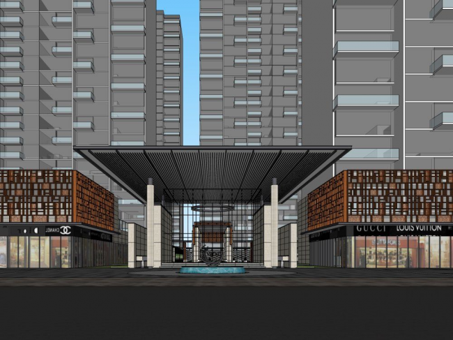 Sketchup商业模型|多层售楼处，商业建筑，现代风格