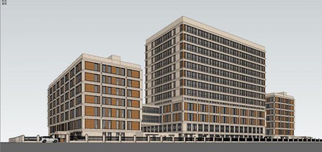 Sketchup医院模型|多层高层混合医院，现代风格，医疗建筑