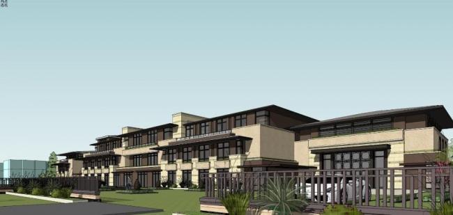 Sketchup学校模型|草原风，多层学校幼儿园，教育建筑，新古典风格