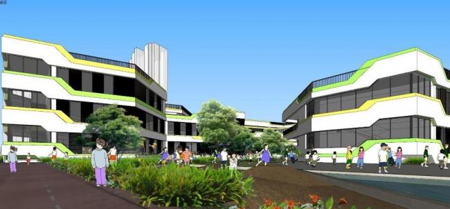 Sketchup学校模型|多层幼儿园学校，教育建筑，现代风格