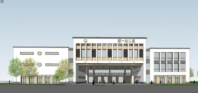 Sketchup学校模型|多层幼儿园学校，教育建筑，新中式风格
