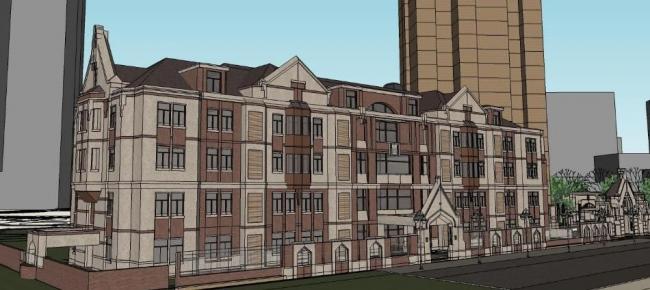 Sketchup学校模型|多层幼儿园学校，教育建筑，古典风格