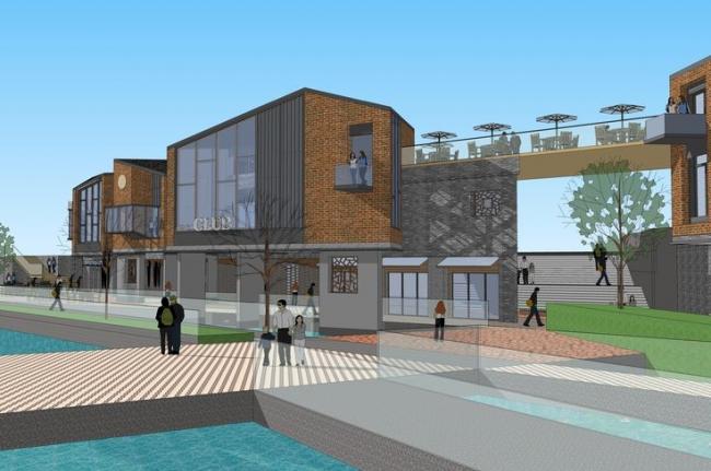 Sketchup商业模型|多层商业酒吧街，新中式风格