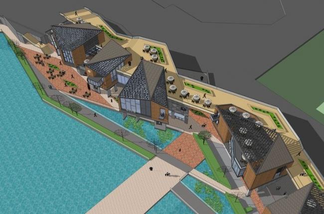 Sketchup商业模型|多层商业酒吧街，新中式风格