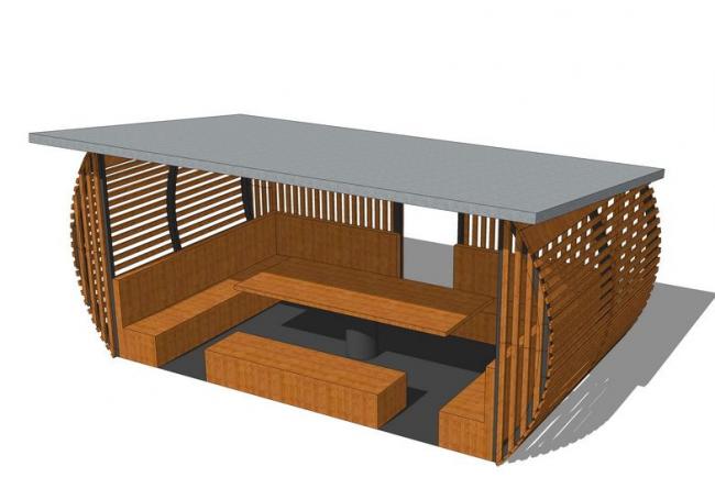 Sketchup素材模型|现代廊架，素材组件