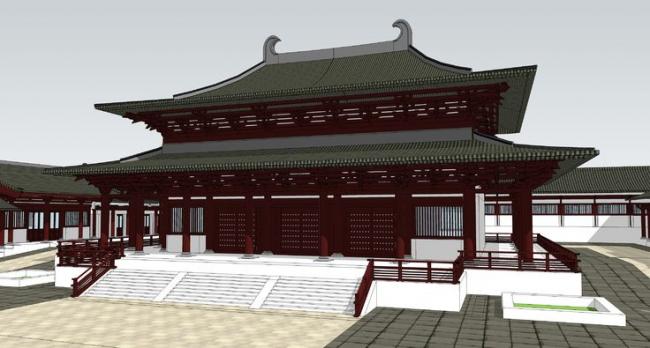 Sketchup古建筑模型|多层古建寺庙，中式风格