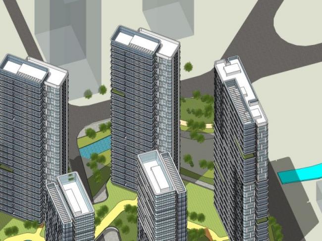 Sketchup住宅模型|超高层住宅小区，现代风格，居住建筑