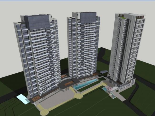 Sketchup住宅模型|高层住宅，现代风格，居住建筑