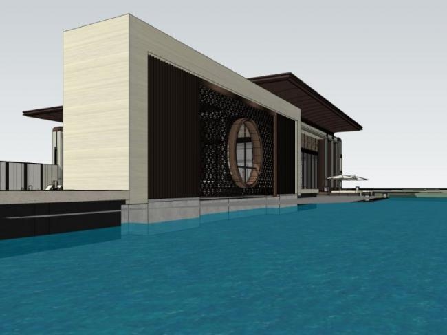 Sketchup商业模型|多层会所，商业建筑，中式风格