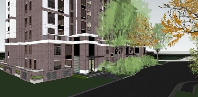 Sketchup住宅模型|万科璞悦湾高层住宅，居住建筑，现代风格