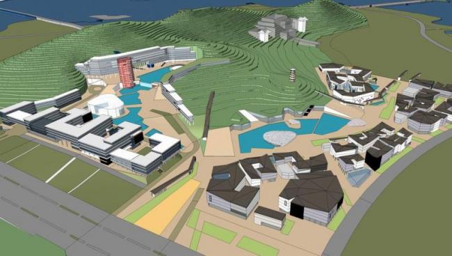 Sketchup商业模型|风景区步行街，多层商业街，新中式风格