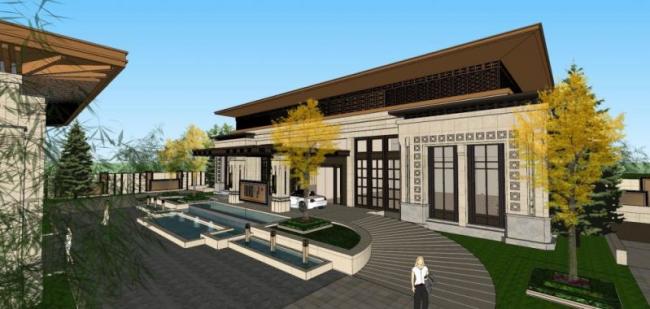 Sketchup商业模型|多层商业会所，新中式风格