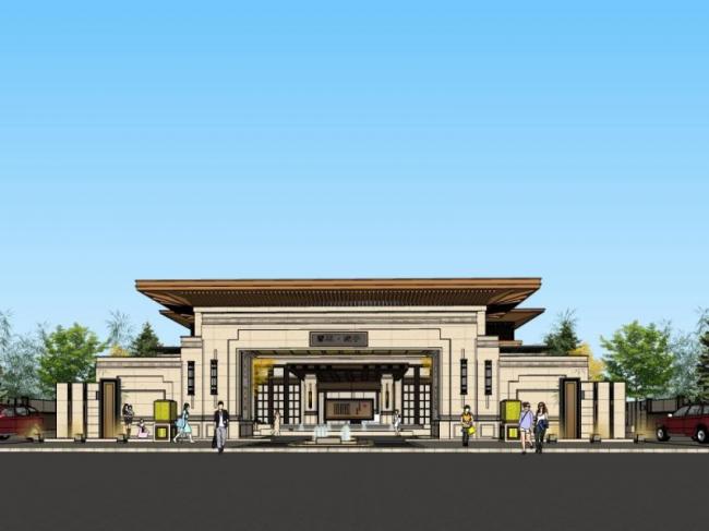 Sketchup商业模型|多层商业会所，新中式风格