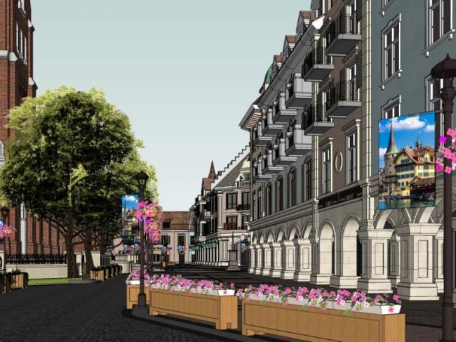 Sketchup商业模型|多层商业街，欧式古典风格