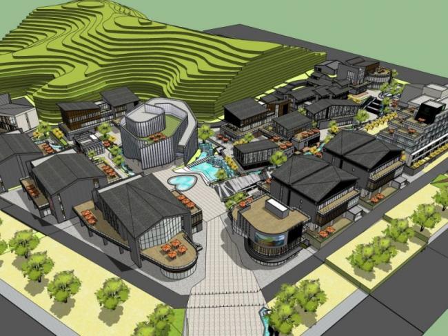 Sketchup商业模型|多层商业街，新中式风格