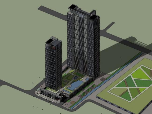 Sketchup住宅模型|超高层住宅，现代风格，居住建筑