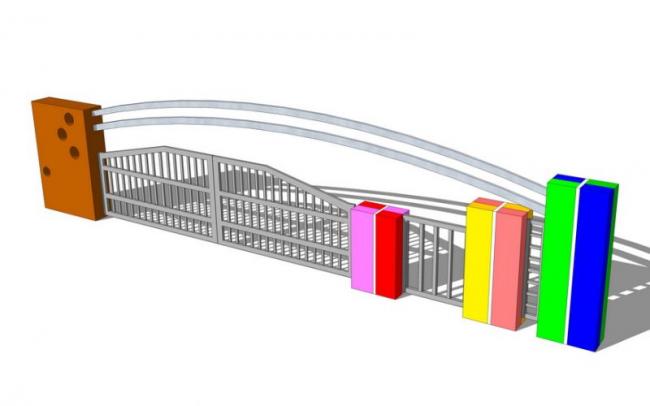 Sketchup素材模型|幼儿园入口大门，素材组件