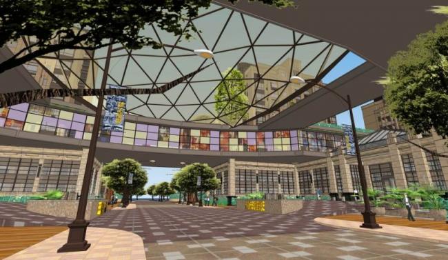 Sketchup景观模型|商业街景观，新古典风格