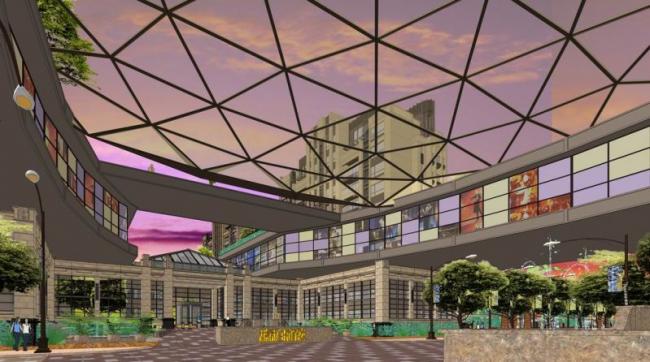 Sketchup景观模型|商业街景观，新古典风格