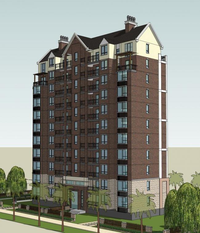 Sketchup住宅模型|小高层住宅，欧式风格，新古典风格，居住建筑