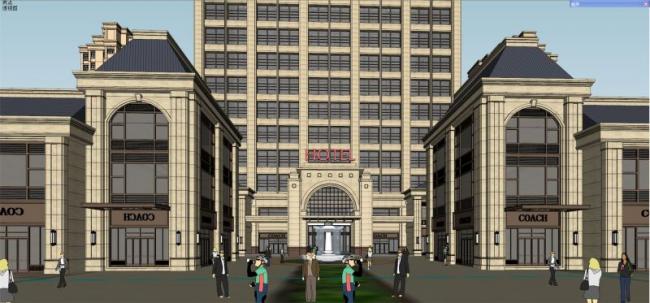 Sketchup综合体模型|高层住宅，商住综合体，酒店，法式古典风格