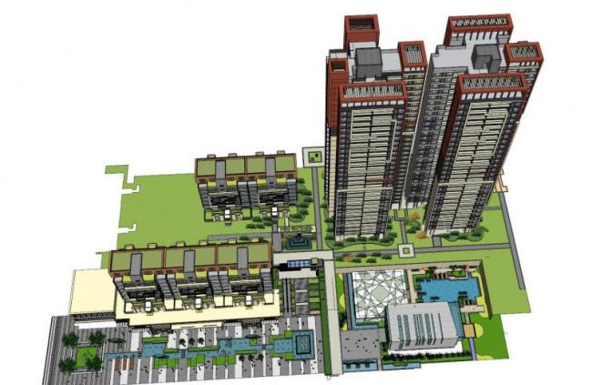 Sketchup住宅模型|高层住宅小区，居住建筑，现代风格