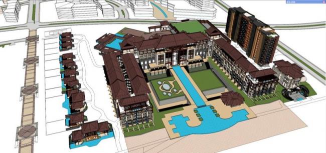 Sketchup住宅模型|高层住宅小区，居住建筑，欧式古典风格