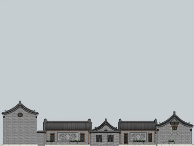 Sketchup住宅模型|多层四合院，中式风格