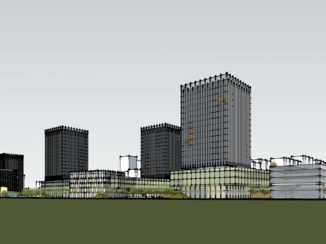 Sketchup办公模型|高层办公楼，写字楼，现代风格