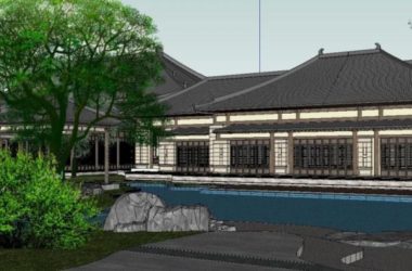 Sketchup文化模型|多层博物馆，文化建筑，中式风格，中式园林，古建-BIM建筑网