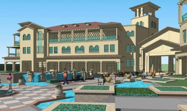 Sketchup酒店模型|多层酒店，简欧式，西班牙古典风格