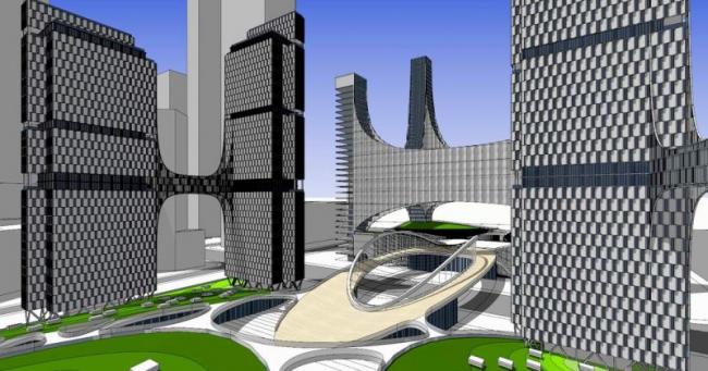 Sketchup办公模型|超高层办公楼写字楼，公寓，现代风格