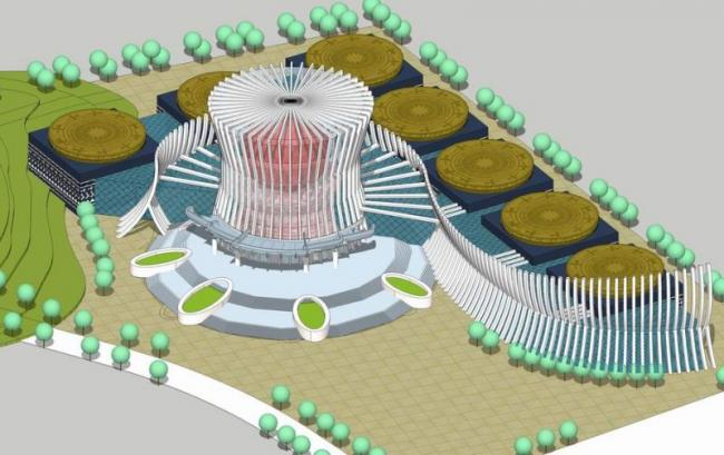 Sketchup文化模型|多层广西特色之铜鼓博物馆，展览馆，展示中心，文化建筑，现代风格