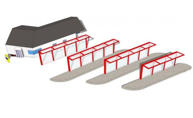 Sketchup素材模型|公交站台，公车站，候车棚，站牌