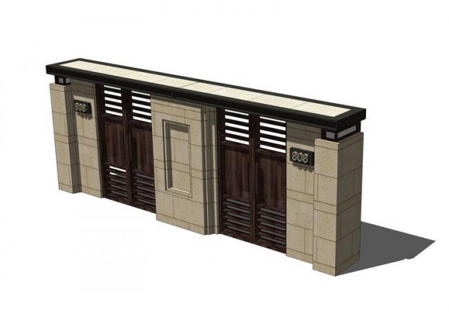 Sketchup素材模型|入口大门，门头，中式风格，素材组件