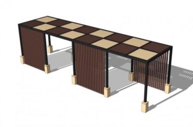 Sketchup素材模型|木廊架，素材组件-BIM建筑网