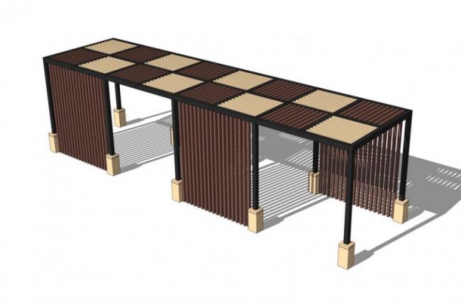 Sketchup素材模型|木廊架，素材组件