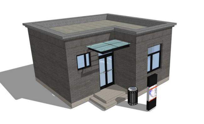Sketchup小品模型|保安亭门卫保安室岗亭素材组件，小品