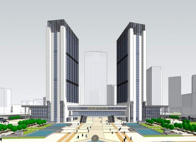 Sketchup车站路桥|多层高层混合汽车站火车站，高层办公，现代风格，交通建筑