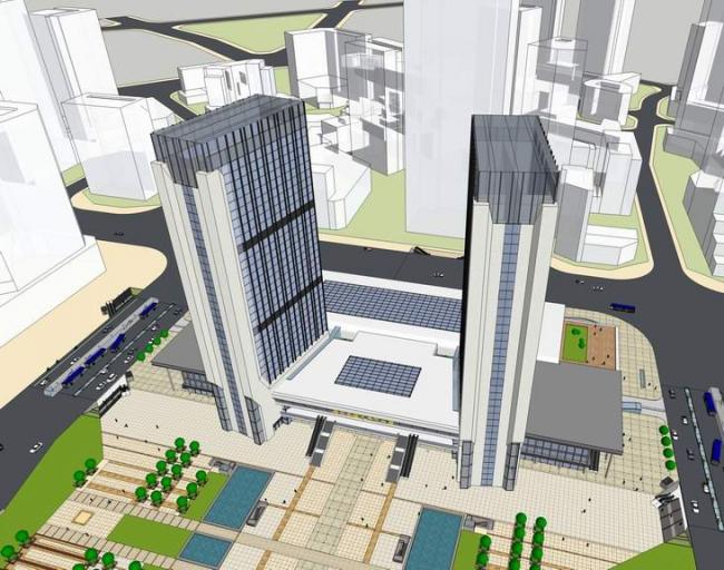 Sketchup车站路桥|多层高层混合汽车站火车站，高层办公，现代风格，交通建筑