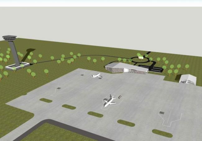 Sketchup车站路桥|小型飞机场，交通建筑，现代风格