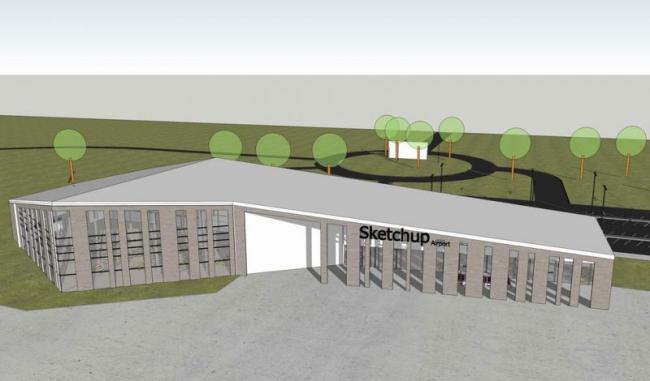 Sketchup车站路桥|小型飞机场，交通建筑，现代风格
