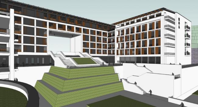 Sketchup学校模型|多层学校教学楼，校园，教育建筑，新中式风格