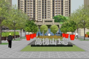 Sketchup景观模型|住宅小区景观，入口大门，现代风格-BIM建筑网